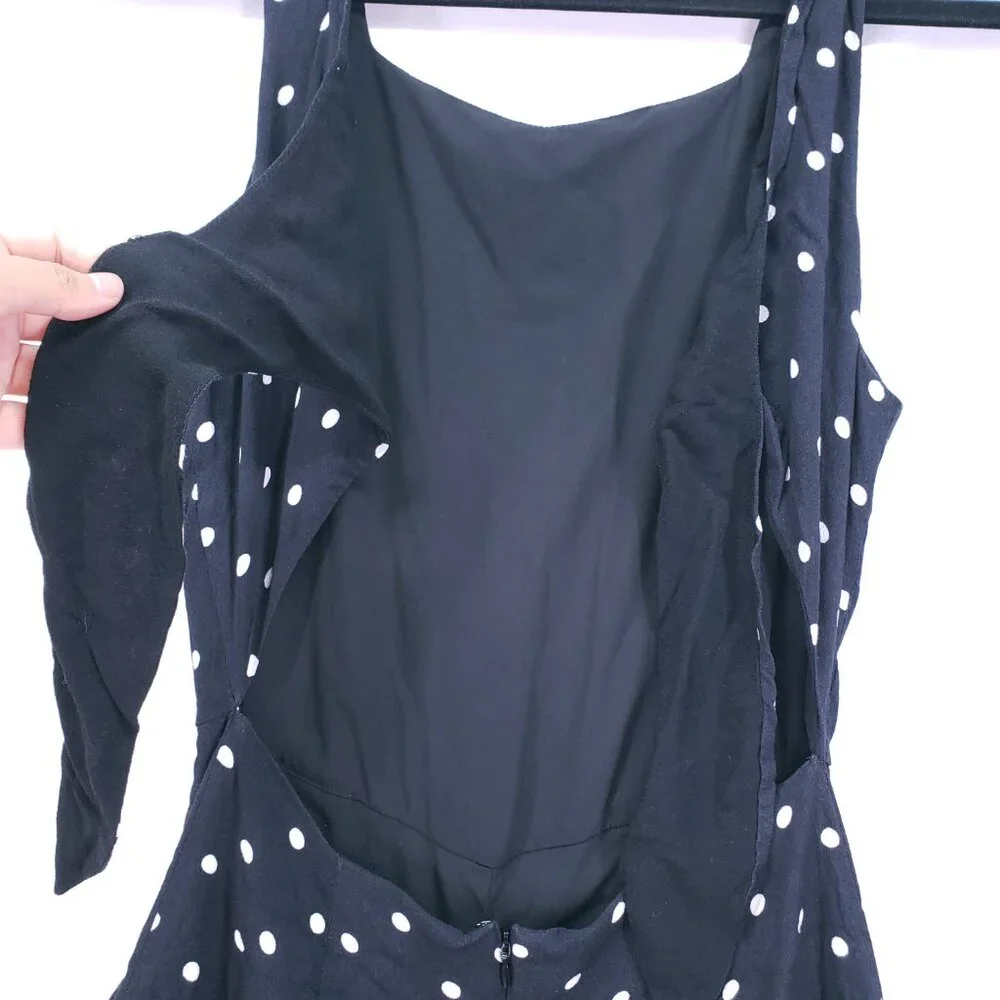Aritzia Wilfred Écoulement Black White Polka Dot Preppy Jumpsuit Wide Leg Size 4